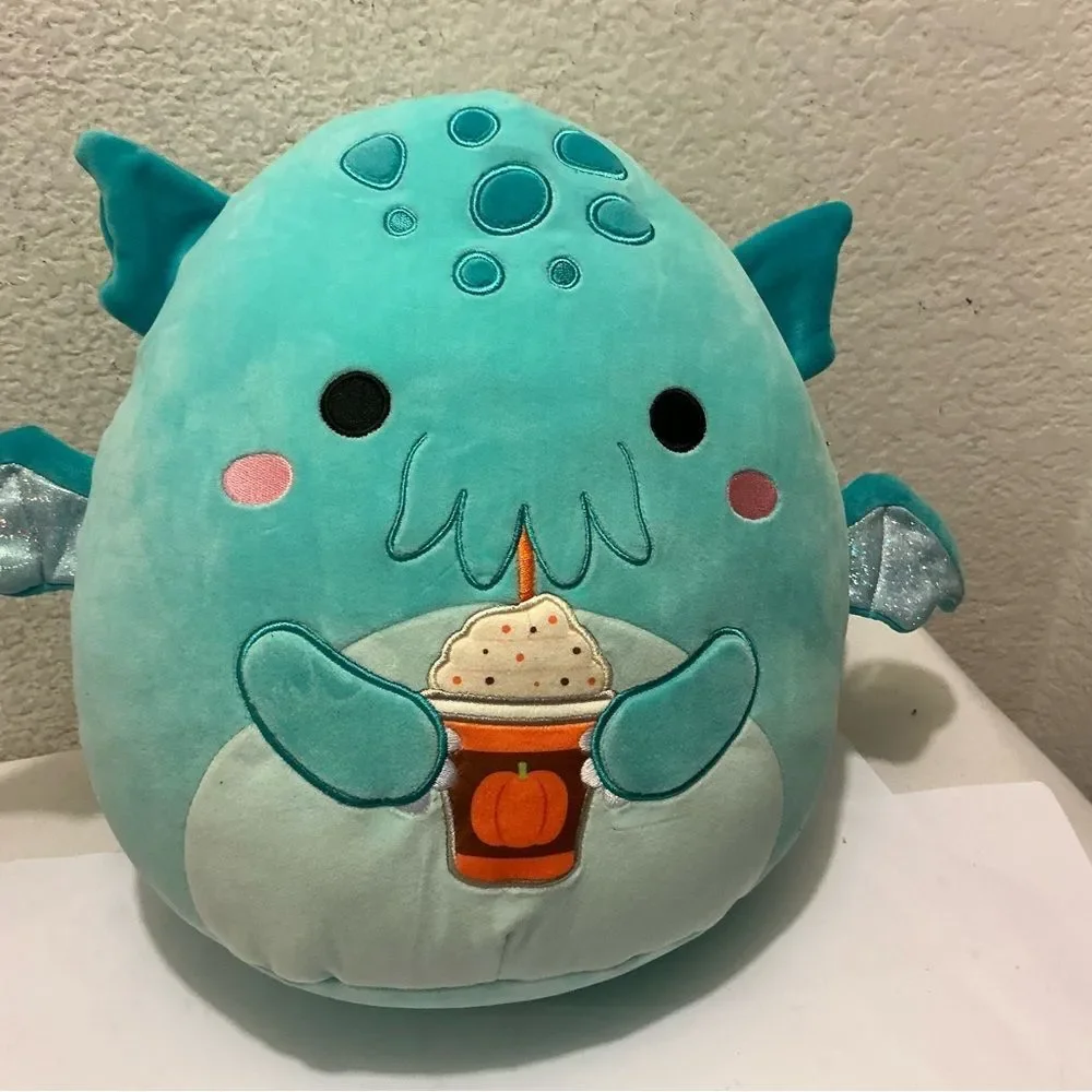 NWT Squishmallows 12” Theotto the Teal Cthulhu w/ Pumpkin Latte Halloween 2024